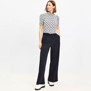 Loft Women's The Peyton Stretch Causal Work Trouser Navy Wide Leg Size 10P